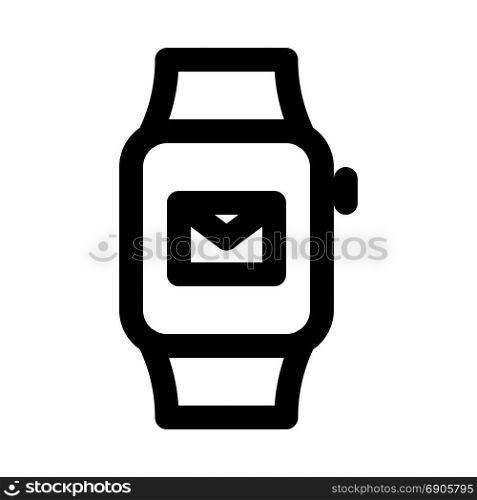 email notification on smartwatch, icon on isolated background