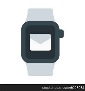 email notification on smartwatch, icon on isolated background