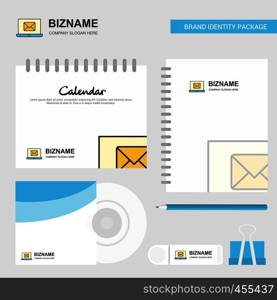 Email on laptop Logo, Calendar Template, CD Cover, Diary and USB Brand Stationary Package Design Vector Template