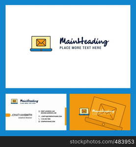 Email on laptop Logo design with Tagline & Front and Back Busienss Card Template. Vector Creative Design