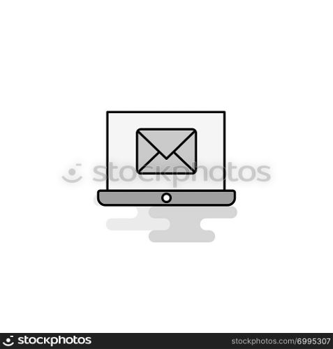 Email on laptop Web Icon. Flat Line Filled Gray Icon Vector