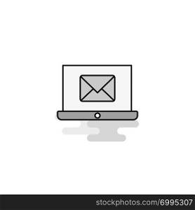 Email on laptop Web Icon. Flat Line Filled Gray Icon Vector