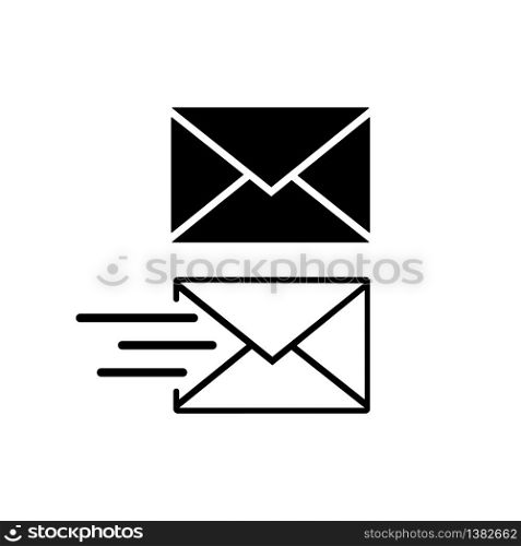 Email or letter icon in black on an isolated white background. EPS 10 vector. Email, amail or letter icon in black on an isolated white background. EPS 10 vector