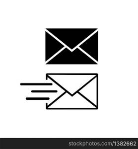 Email or letter icon in black on an isolated white background. EPS 10 vector. Email, amail or letter icon in black on an isolated white background. EPS 10 vector