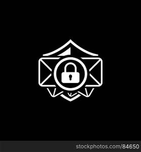 Email Security Icon. Flat Design.. Email Security Icon. Security concept with a envelope and a padlock with shield. Isolated Illustration. App Symbol or UI element.