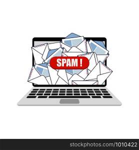 email spam laptop in flat style, vector illustration. email spam laptop in flat style, vector