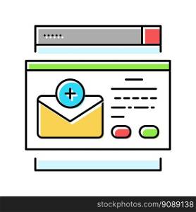 email subscriptions increment color icon vector. email subscriptions increment sign. isolated symbol illustration. email subscriptions increment color icon vector illustration