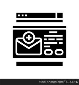 email subscriptions increment glyph icon vector. email subscriptions increment sign. isolated symbol illustration. email subscriptions increment glyph icon vector illustration