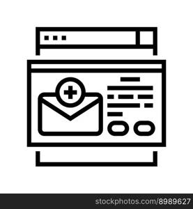 email subscriptions increment line icon vector. email subscriptions increment sign. isolated contour symbol black illustration. email subscriptions increment line icon vector illustration