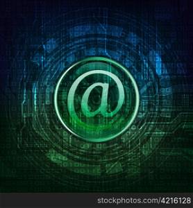 Email symbol on modern technology theme background. Eps10 layered vector file.
