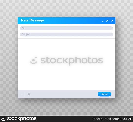 Email template. Blank e-mail browser window. Mail message web page vector frame. Vector illustration. Email template. Blank e-mail browser window. Mail message web page vector frame. Vector illustration.