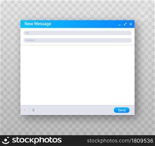 Email template. Blank e-mail browser window. Mail message web page vector frame. Vector illustration. Email template. Blank e-mail browser window. Mail message web page vector frame. Vector illustration.