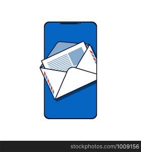 email to your phone in flat style, vector. email to your phone in flat style