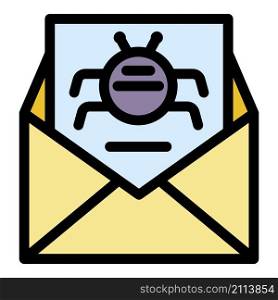 Email virus fraud icon. Outline email virus fraud vector icon color flat isolated. Email virus fraud icon color outline vector