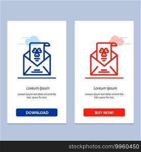 Emails, Envelope, Greeting, Invitation  Blue and Red Download and Buy Now web Widget Card Template