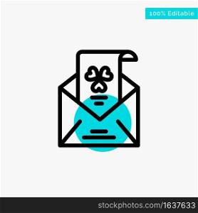 Emails, Envelope, Greeting, Invitation turquoise highlight circle point Vector icon