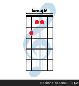 Emaj 9  guitar chord icon. Basic guitar chord vector illustration symbol design