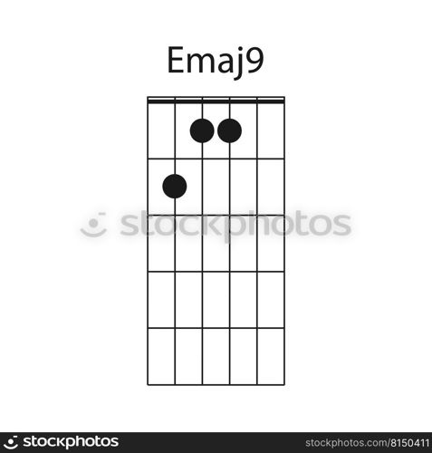 Emaj9 guitar chord icon vector illustration design