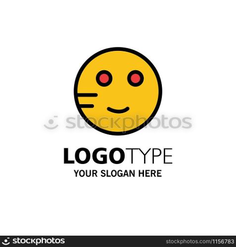Embarrassed, Emojis, School, Study Business Logo Template. Flat Color