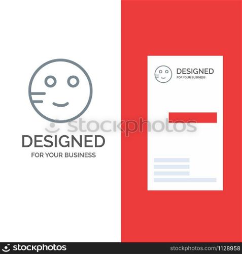 Embarrassed, Emojis, School, Study Grey Logo Design and Business Card Template