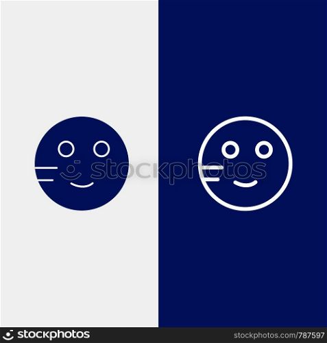 Embarrassed, Emojis, School, Study Line and Glyph Solid icon Blue banner Line and Glyph Solid icon Blue banner