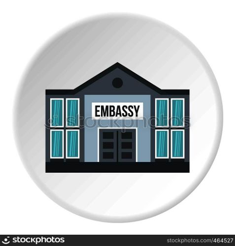 Embassy icon in flat circle isolated vector illustration for web. Embassy icon circle