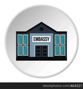 Embassy icon in flat circle isolated vector illustration for web. Embassy icon circle