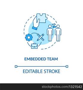 Embedded team, collaboration type concept icon. Cross-functionality team, UX roles involving idea thin line illustration. Vector isolated outline RGB color drawing. Editable stroke