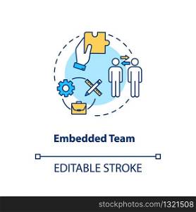 Embedded team concept icon. UX roles involving idea thin line illustration. Staff collaboration type, cross-functionality team. Vector isolated outline RGB color drawing. Editable stroke