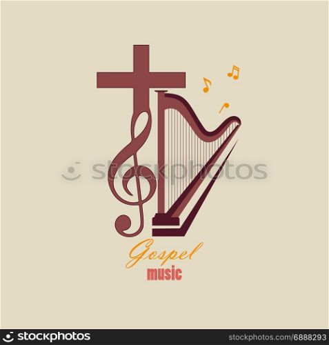 Emblem Christian Music. Musical logo, which symbolizes Evangelical music. For music studios that reach out to Christian music.