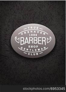 Emblem design for Barbershop. Vintage label for Barbershop with unique shaggy texture