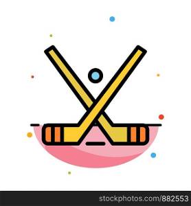 Emblem, Hockey, Ice, Stick, Sticks Abstract Flat Color Icon Template