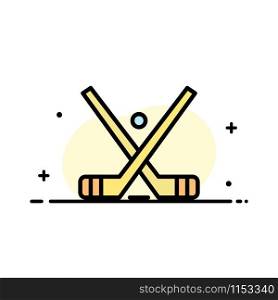 Emblem, Hockey, Ice, Stick, Sticks Business Flat Line Filled Icon Vector Banner Template