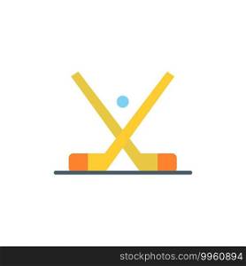 Emblem, Hockey, Ice, Stick, Sticks  Flat Color Icon. Vector icon banner Template