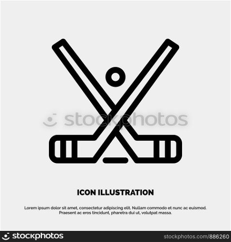Emblem, Hockey, Ice, Stick, Sticks Line Icon Vector