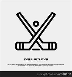 Emblem, Hockey, Ice, Stick, Sticks Line Icon Vector