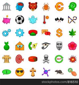 Emblem icons set. Cartoon style of 36 emblem vector icons for web isolated on white background. Emblem icons set, cartoon style