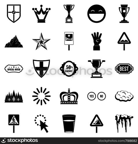 Emblem icons set. Simple set of 25 emblem vector icons for web isolated on white background. Emblem icons set, simple style
