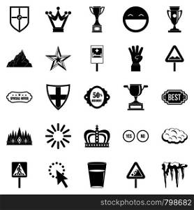 Emblem icons set. Simple set of 25 emblem vector icons for web isolated on white background. Emblem icons set, simple style