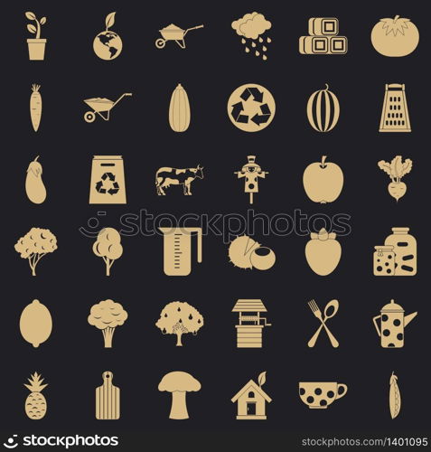 Emblem icons set. Simple style of 36 emblem vector icons for web for any design. Emblem icons set, simple style