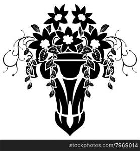 Emblem in Damask Style Over White Background