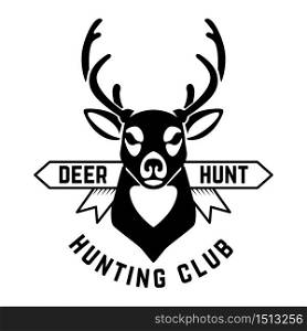 Emblem template of hunting emblem with deer head. Design element for logo, label, sign, poster, t shirt. Vector illustration