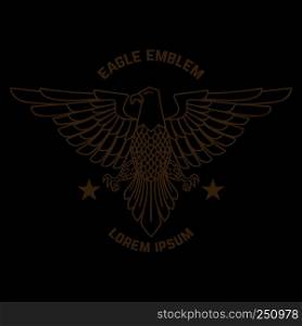 Emblem template with eagle in golden style. Design elements for logo, label, sign, menu. Vector illustration