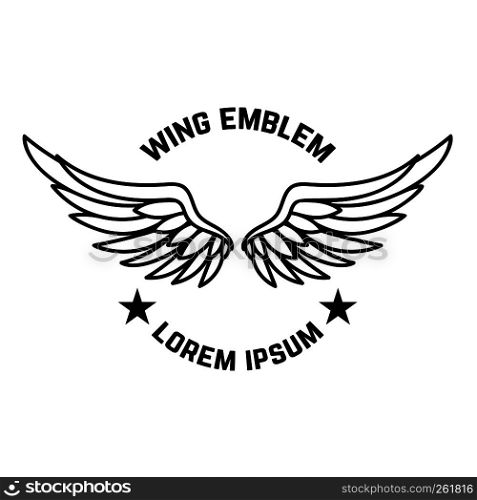 Emblem template with wings. Design element for label, sign, logo, banner. Vector illustration