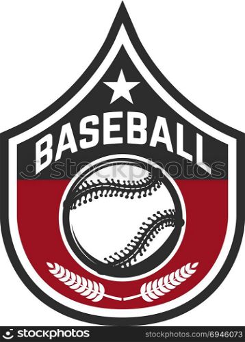 Emblem with baseball ball. Design element for logo, label, emblem, sign, badge. Vector illustration