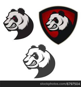 Emblem with panda. Sport team mascot. Design element for logo, label, emblem, sign, badge. Vector illustration.