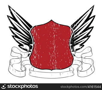 emblem with shield and wings