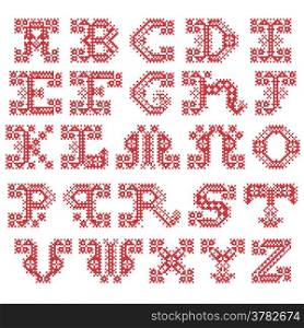 Embroidered stitch alphabet. All latters.