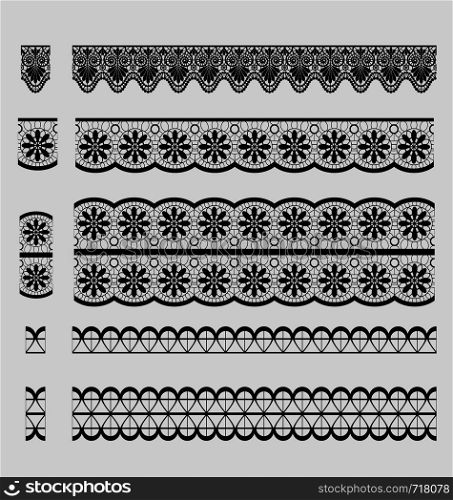 embroidery lace trim elements pattern brushes vector