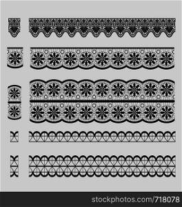 embroidery lace trim elements pattern brushes vector